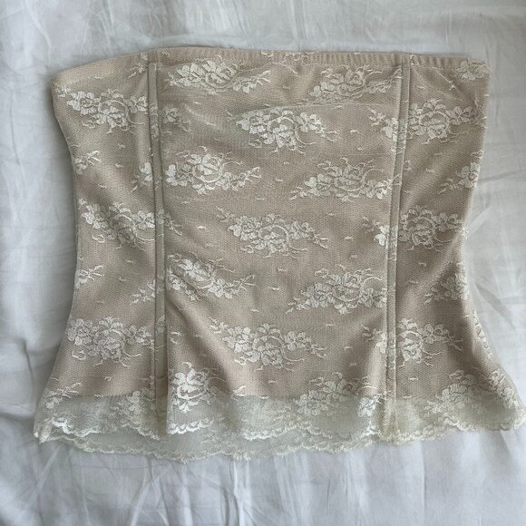 cream lace strapless corset top - Picture 1 of 3